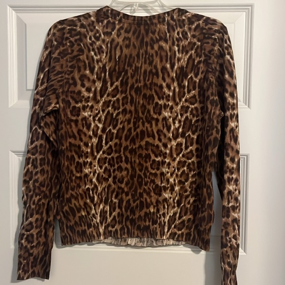 Lucky Brand Leopard Print Cardigan button front cotton NWT Large $99 animal - Picture 7 of 7